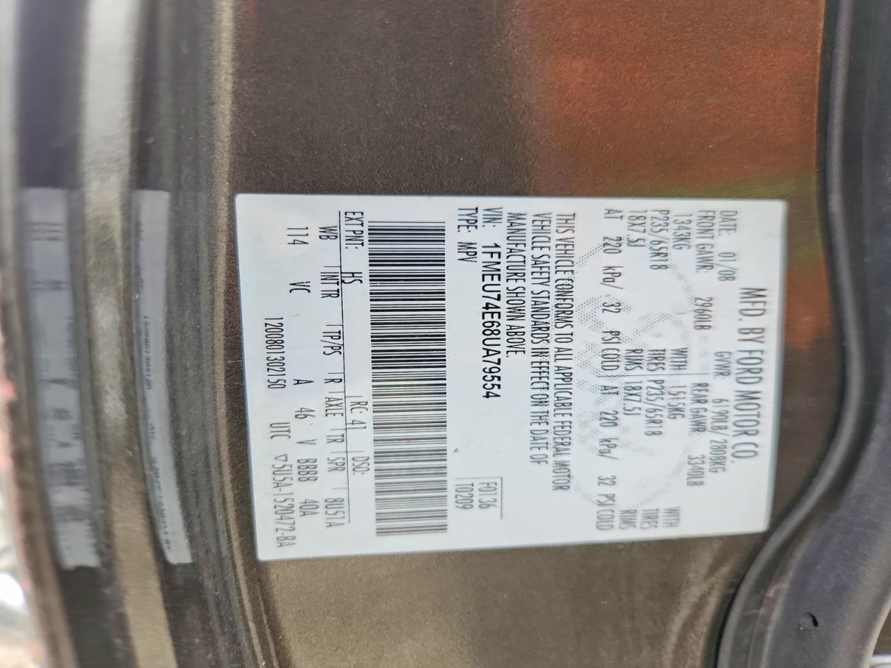 2008 FORD EXPLORER EDDIE BAUER photo 13