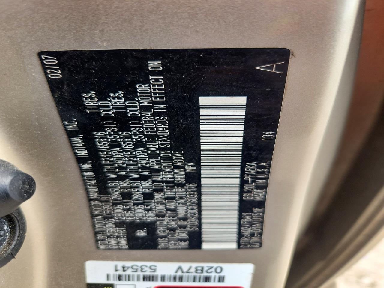 2007 TOYOTA SIENNA CE 7-PASSENGER photo 25