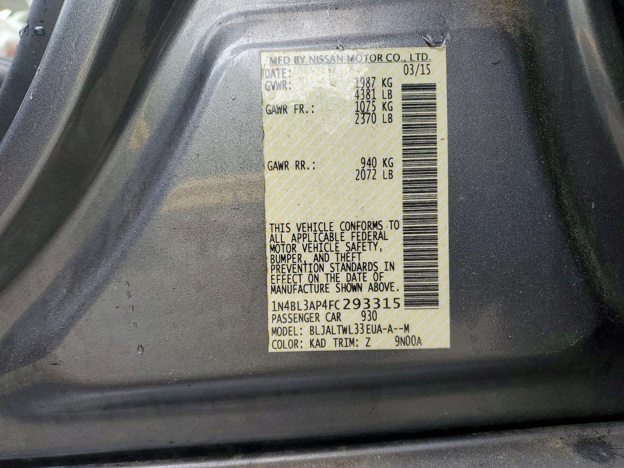 2015 NISSAN ALTIMA 3.5 SL photo 23