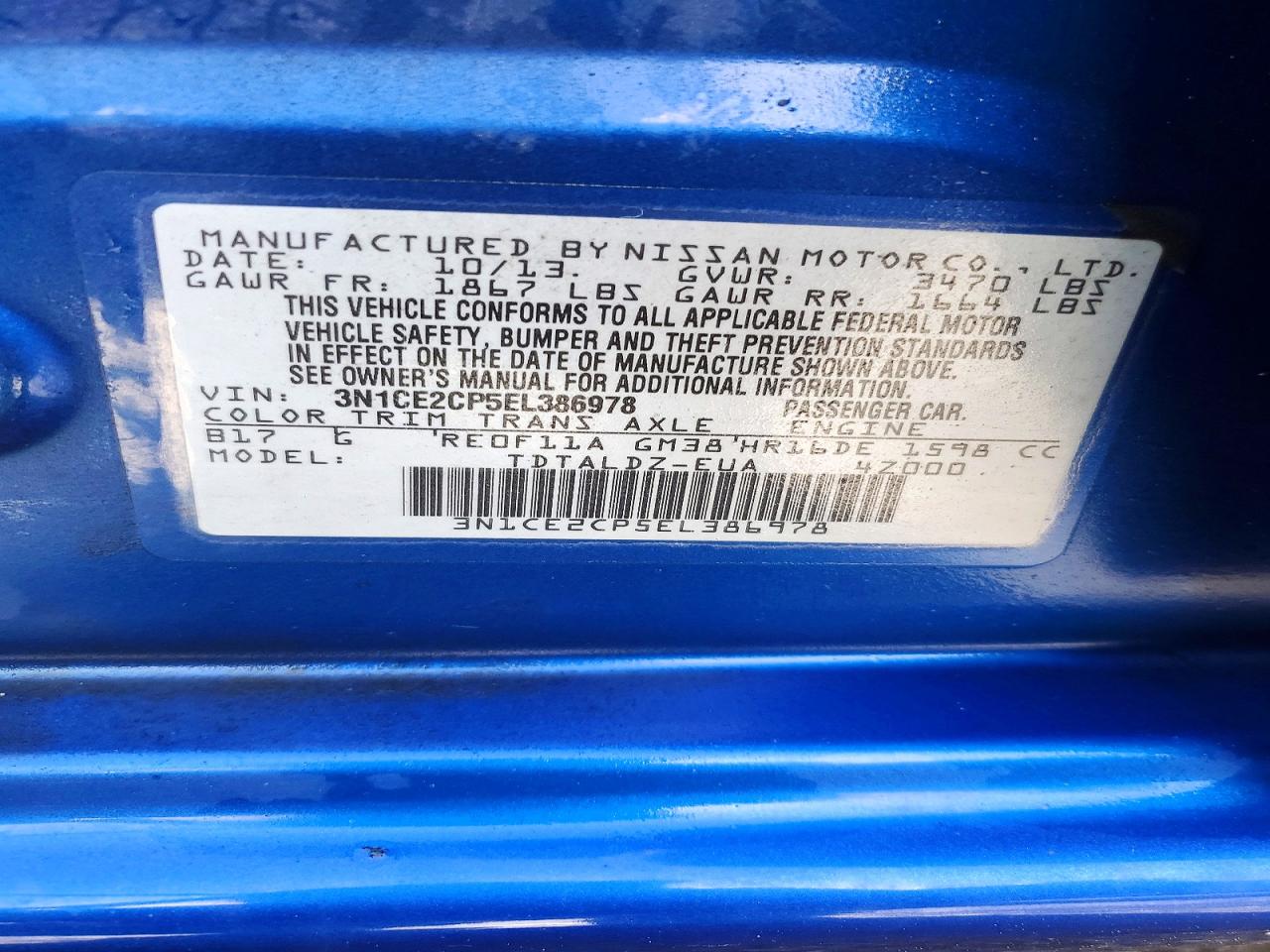 2014 NISSAN VERSA NOTE SV photo 34