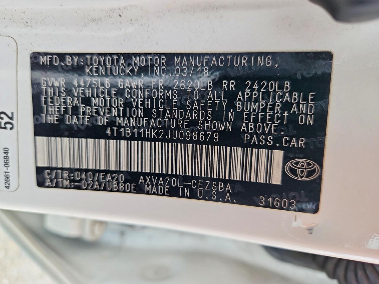 2018 TOYOTA CAMRY SE photo 23
