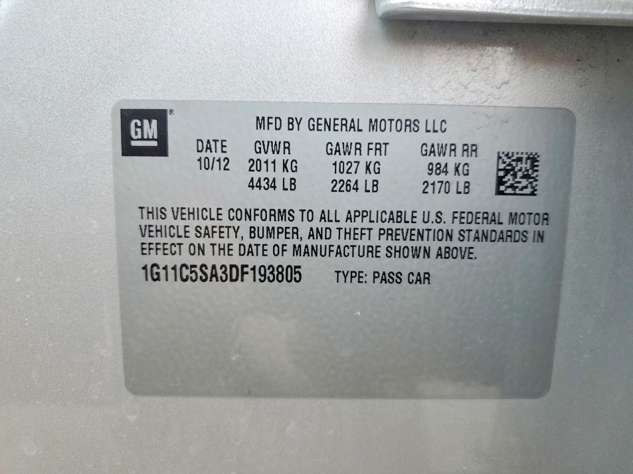 2013 CHEVROLET MALIBU 1LT photo 12