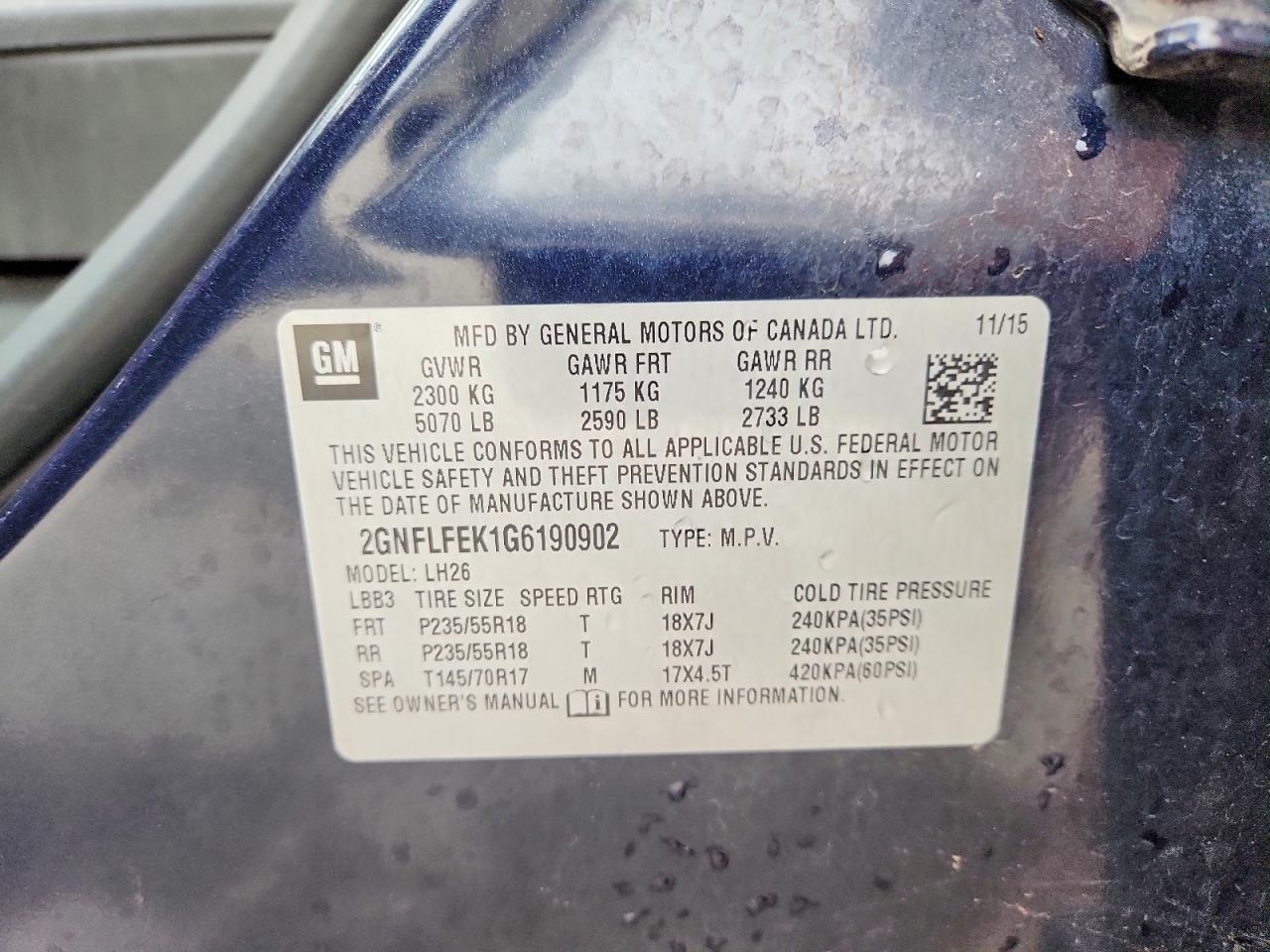 2016 CHEVROLET EQUINOX LT photo 13