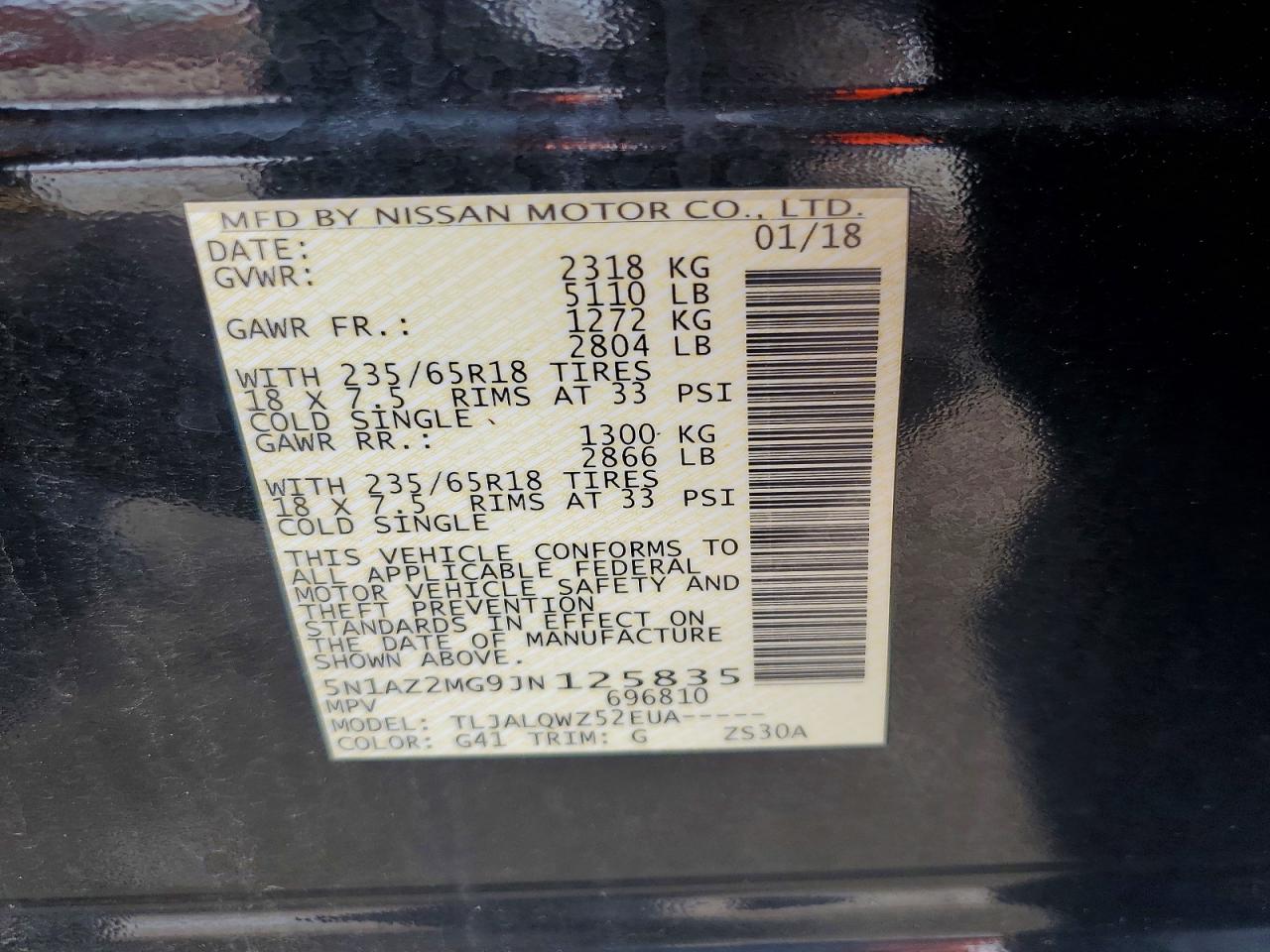 2018 NISSAN MURANO SV photo 37