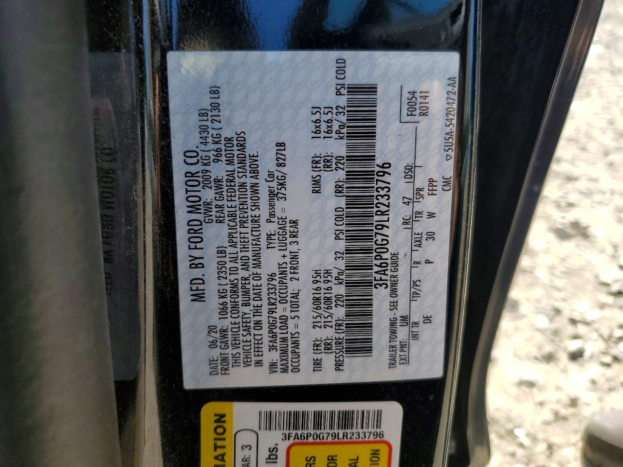 2020 FORD FUSION S photo 34