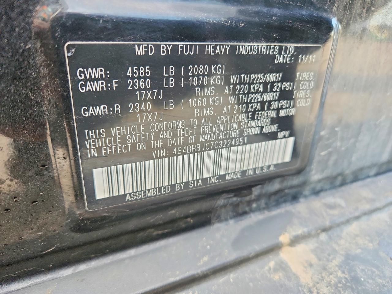 2012 SUBARU OUTBACK 2.5I LIMITED photo 23