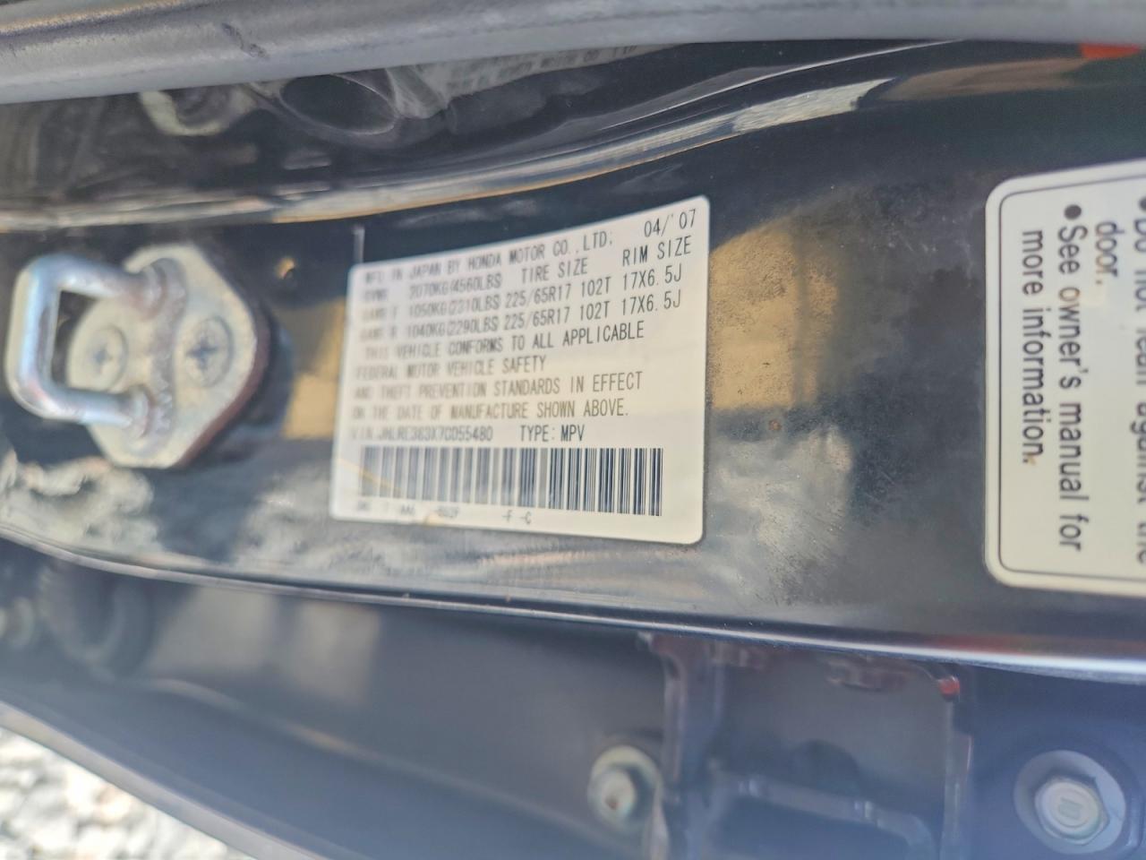 2007 HONDA CR-V LX photo 37