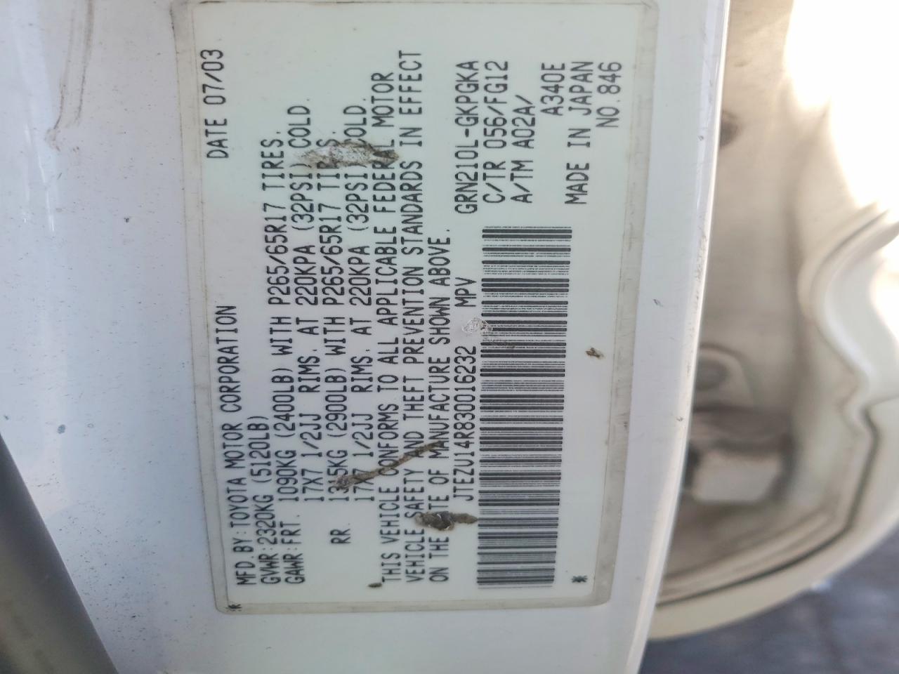 2003 TOYOTA 4RUNNER SR5 photo 40