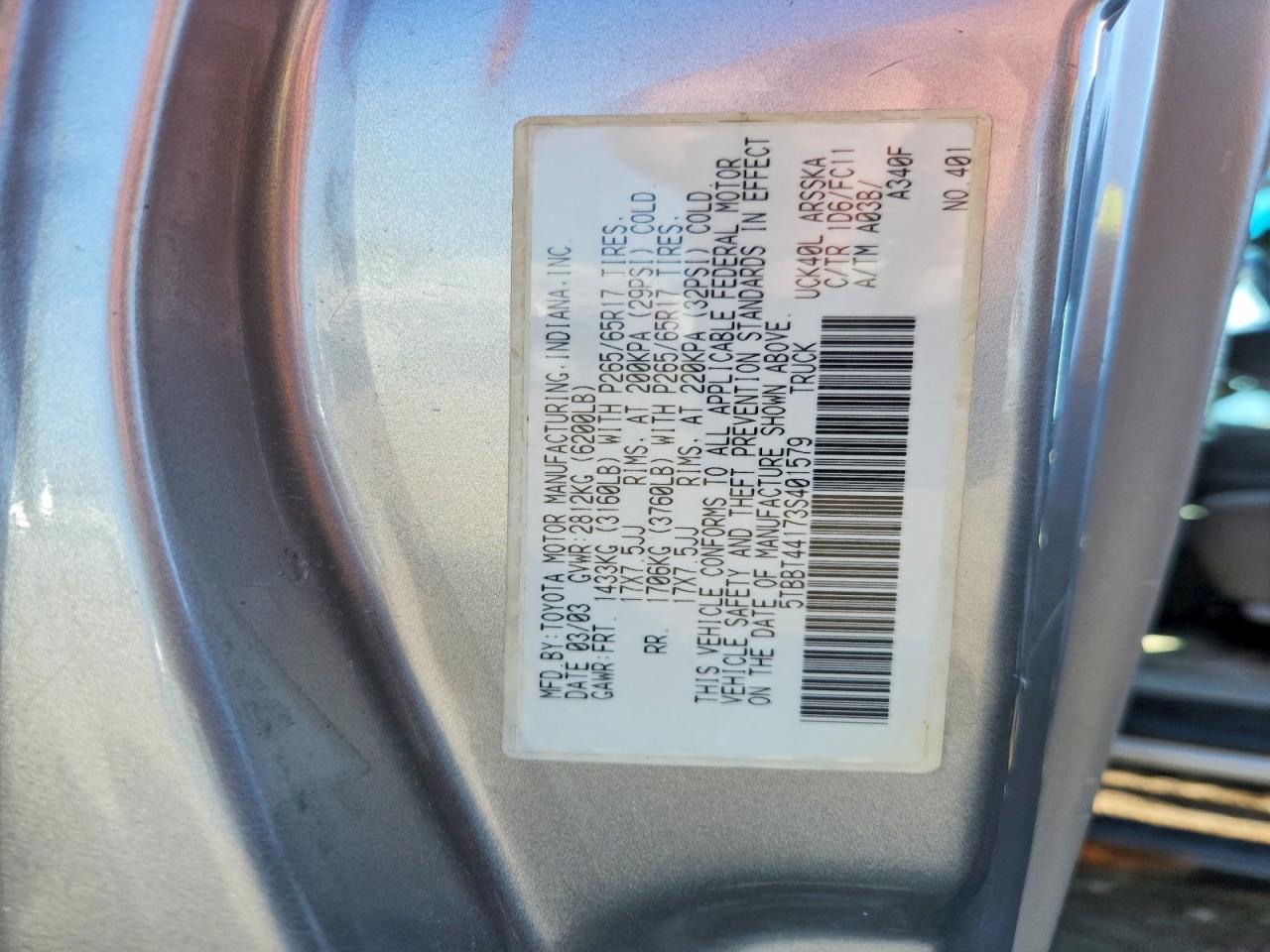 2003 TOYOTA TUNDRA ACCESS CAB SR5 photo 13