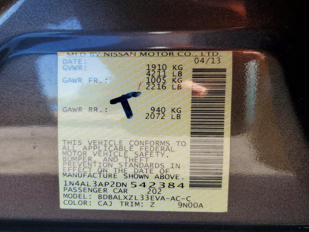 2013 NISSAN ALTIMA 2.5 photo 12