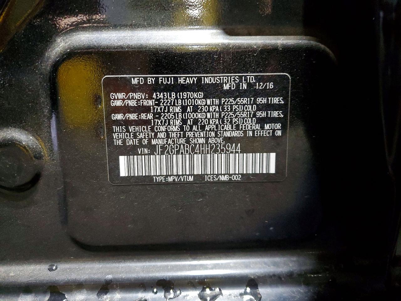 2017 SUBARU CROSSTREK PREMIUM photo 34