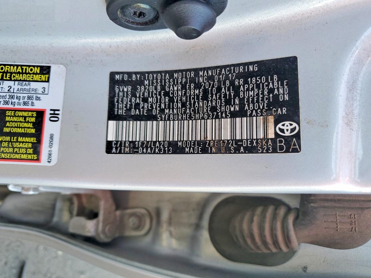2017 TOYOTA COROLLA XSE photo 37