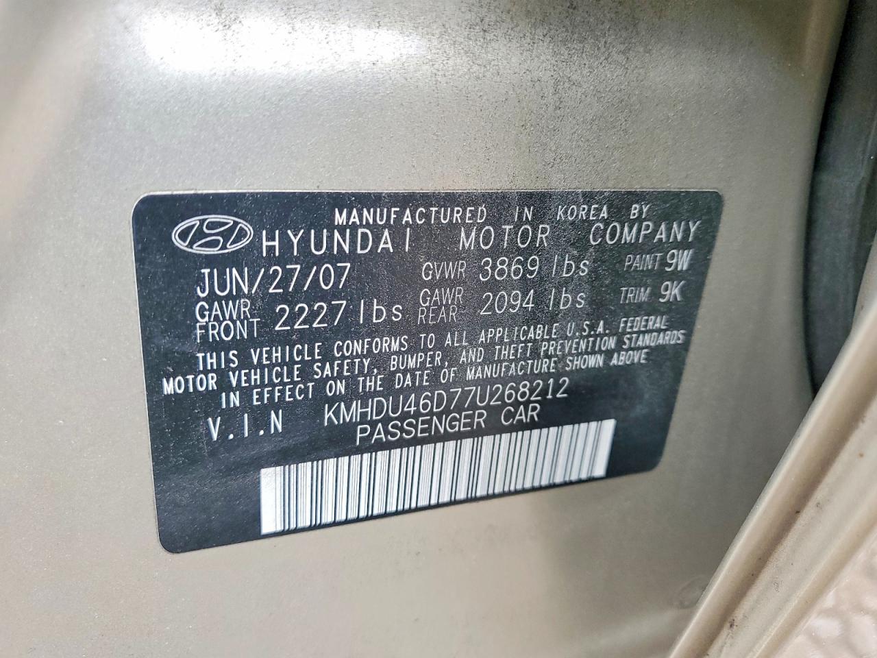 2007 HYUNDAI ELANTRA GLS photo 23