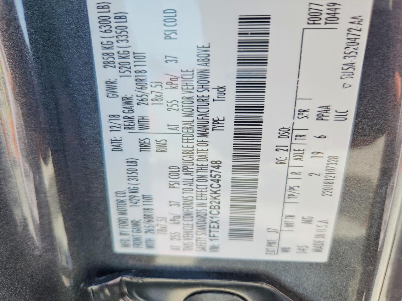 2019 FORD F150 SUPER CAB photo 12