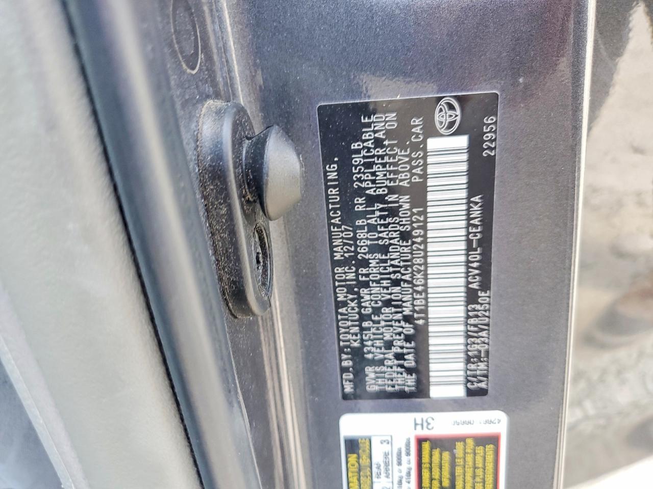 2008 TOYOTA CAMRY LE photo 23