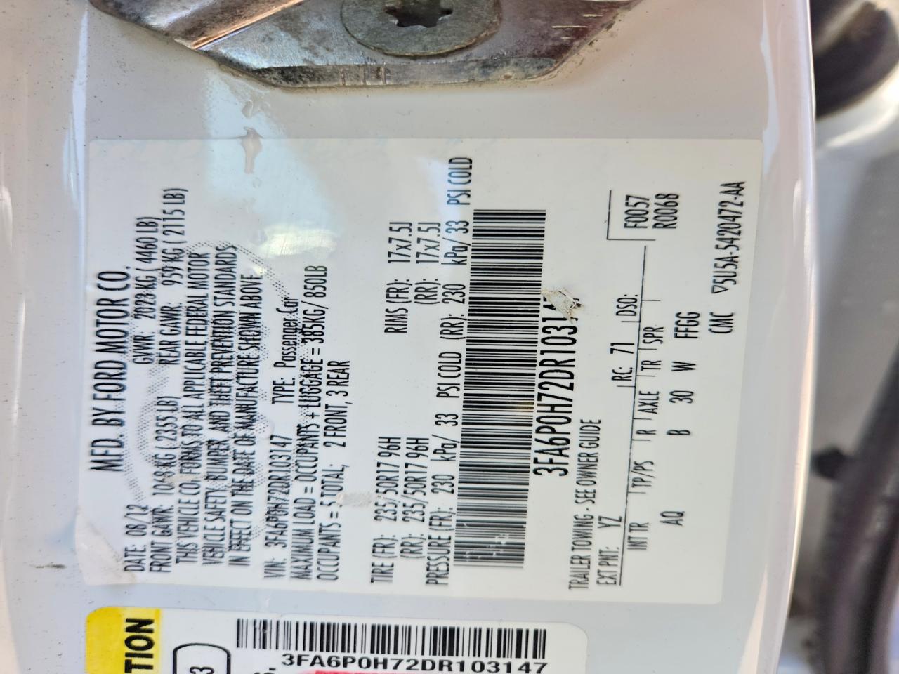 2013 FORD FUSION SE photo 13
