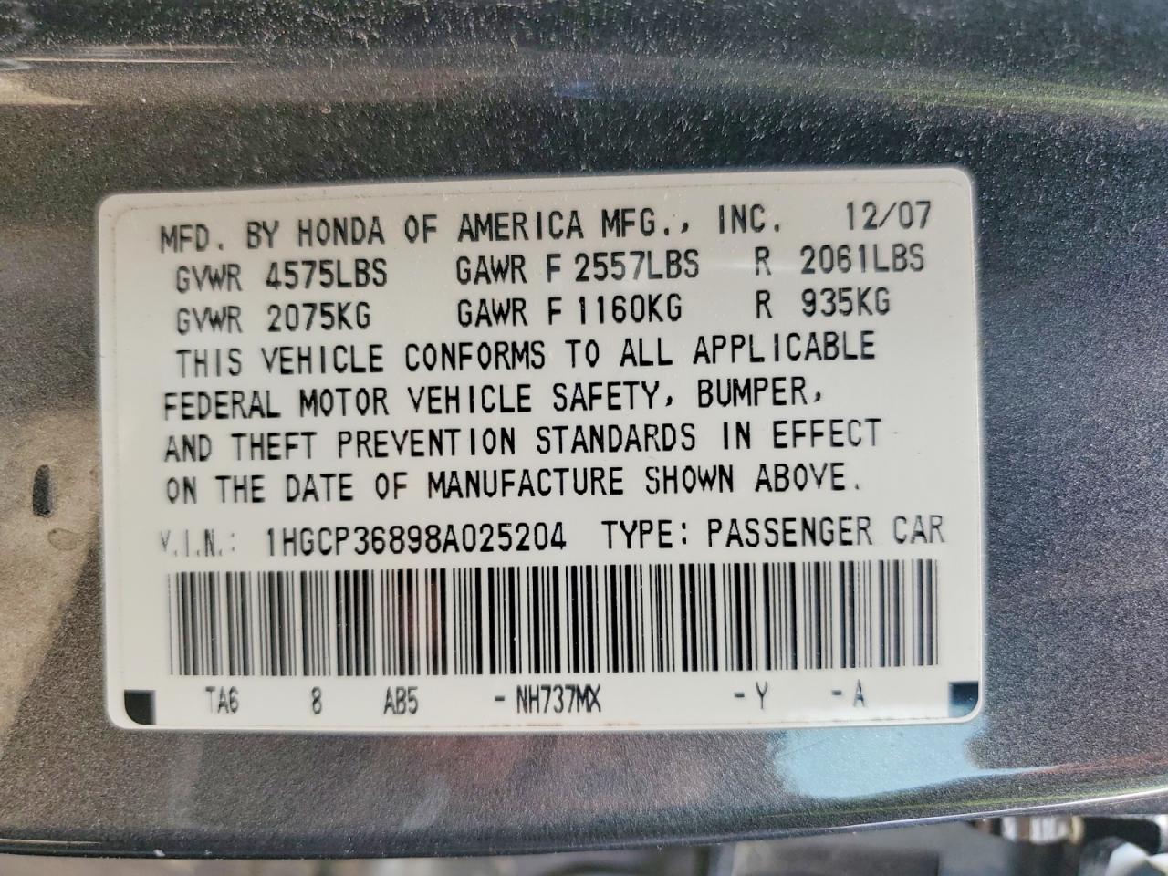 2008 HONDA ACCORD EXL photo 23