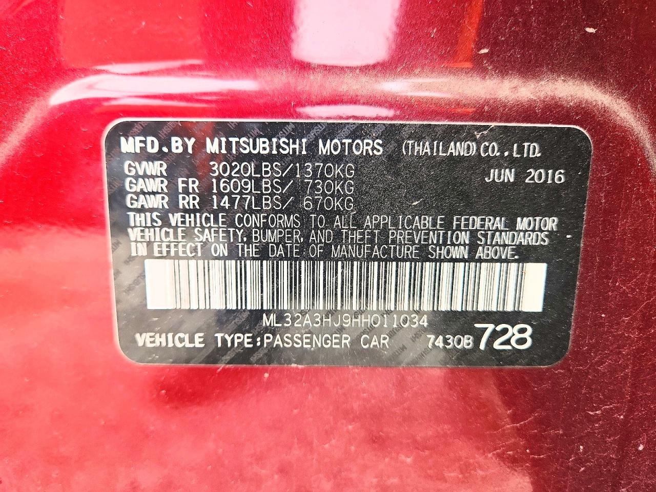2017 MITSUBISHI MIRAGE ES photo 13