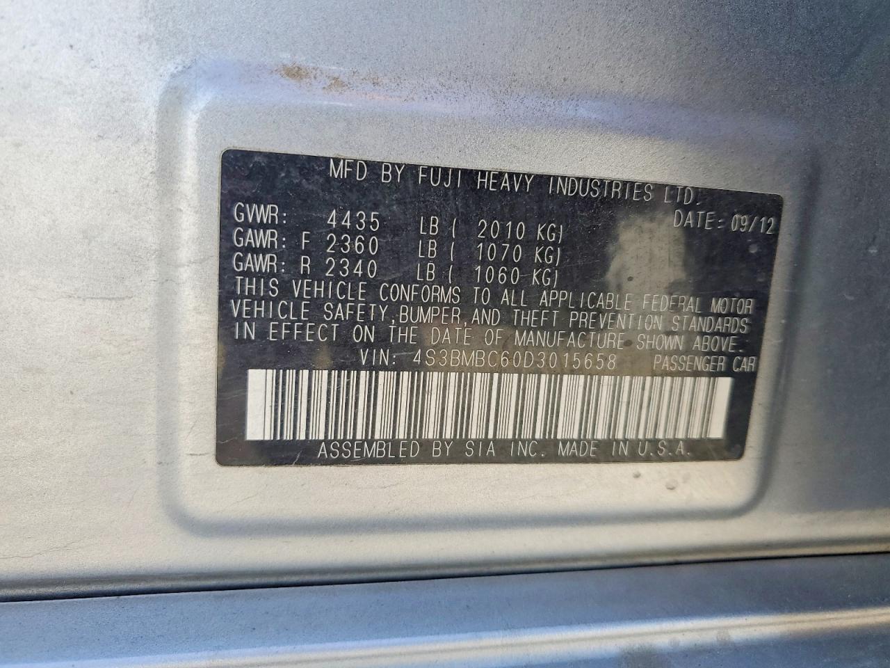 2013 SUBARU LEGACY 2.5I PREMIUM photo 23