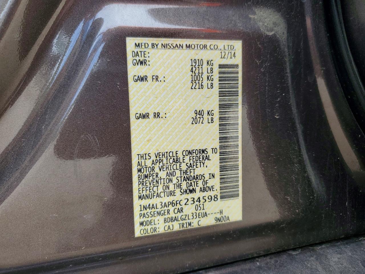 2015 NISSAN ALTIMA 2.5 S photo 23