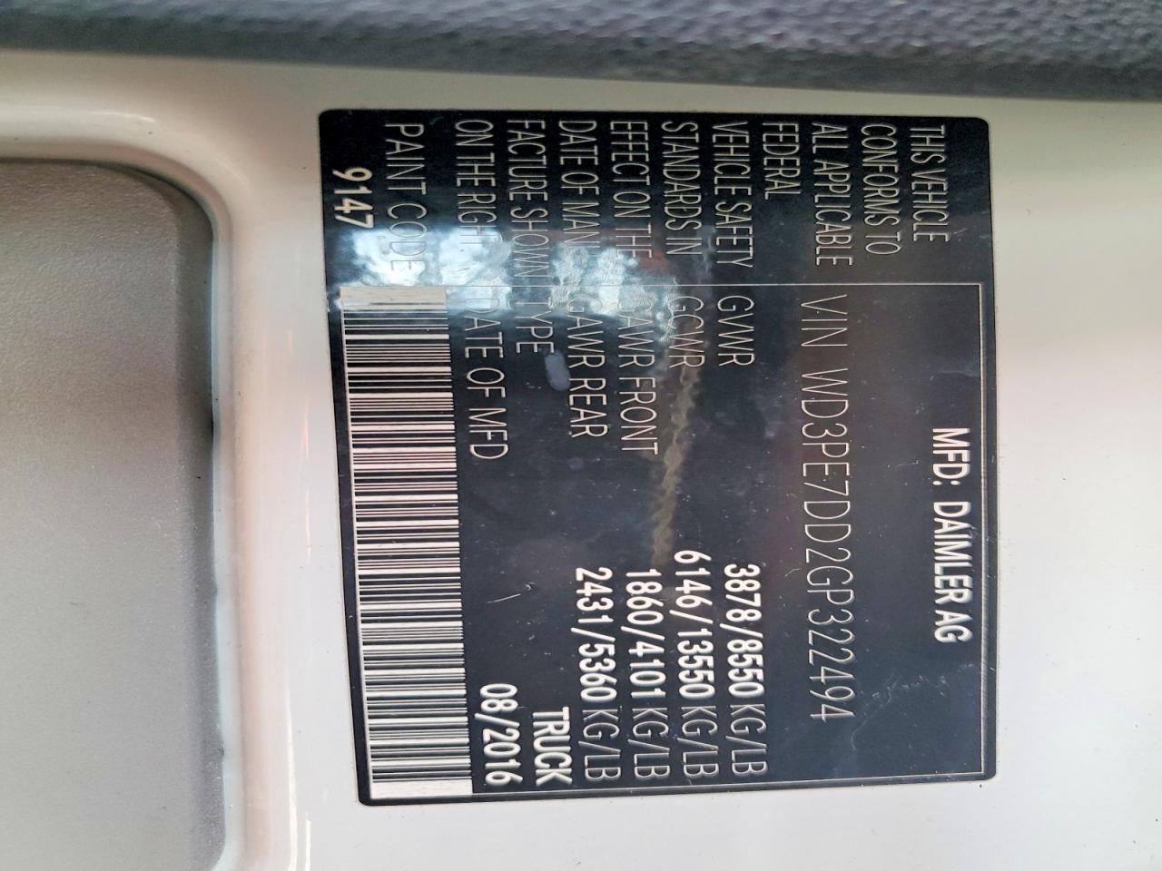 2016 MERCEDES-BENZ SPRINTER 2500 photo 25