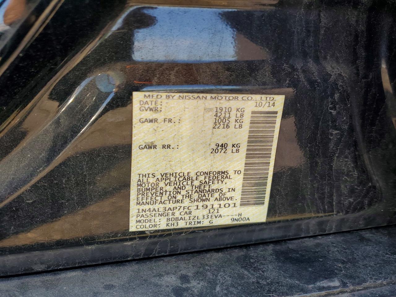 2015 NISSAN ALTIMA 2.5 SV photo 34