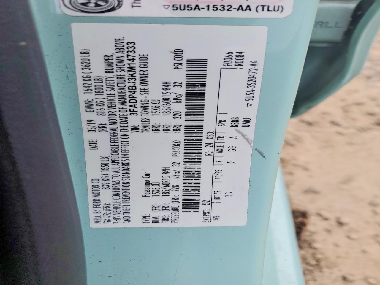 2019 FORD FIESTA SE photo 12