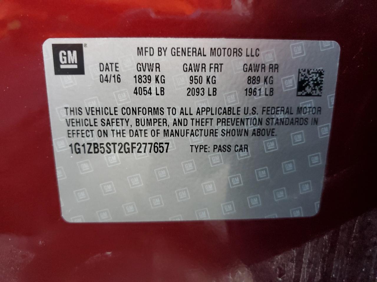 2016 CHEVROLET MALIBU LS photo 12
