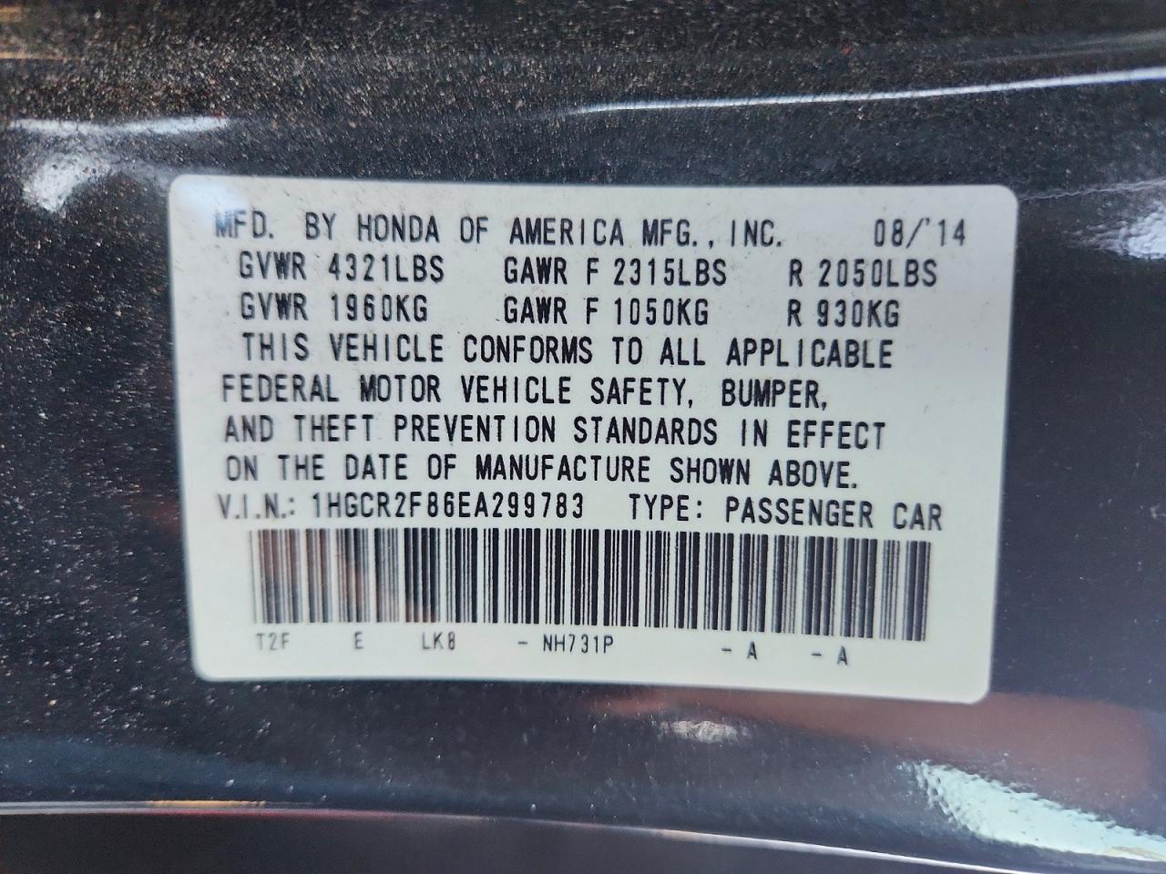 2014 HONDA ACCORD photo 23