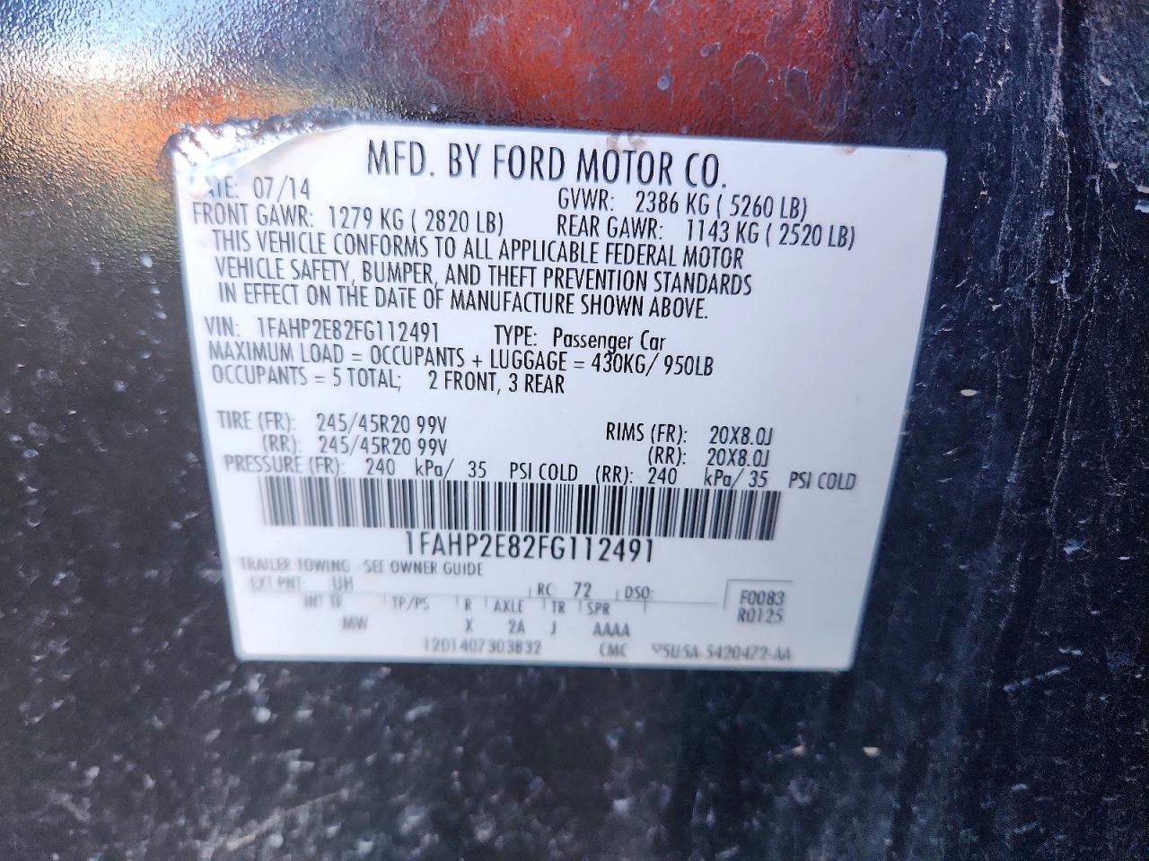 2015 FORD TAURUS SEL photo 25