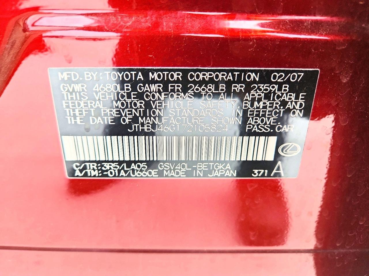 2007 LEXUS ES 350 photo 23