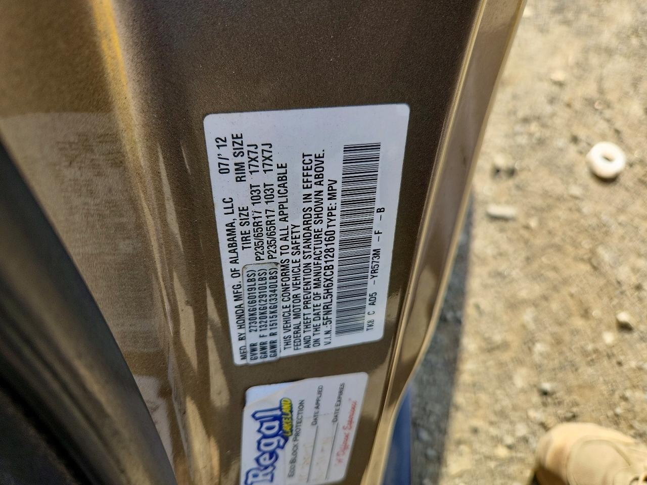 2012 HONDA ODYSSEY EXL photo 25