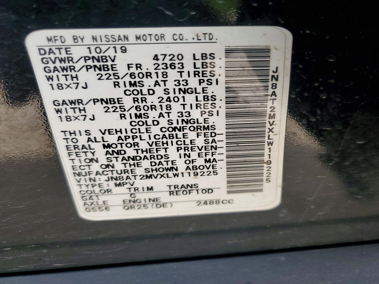 2020 NISSAN ROGUE SV photo 37