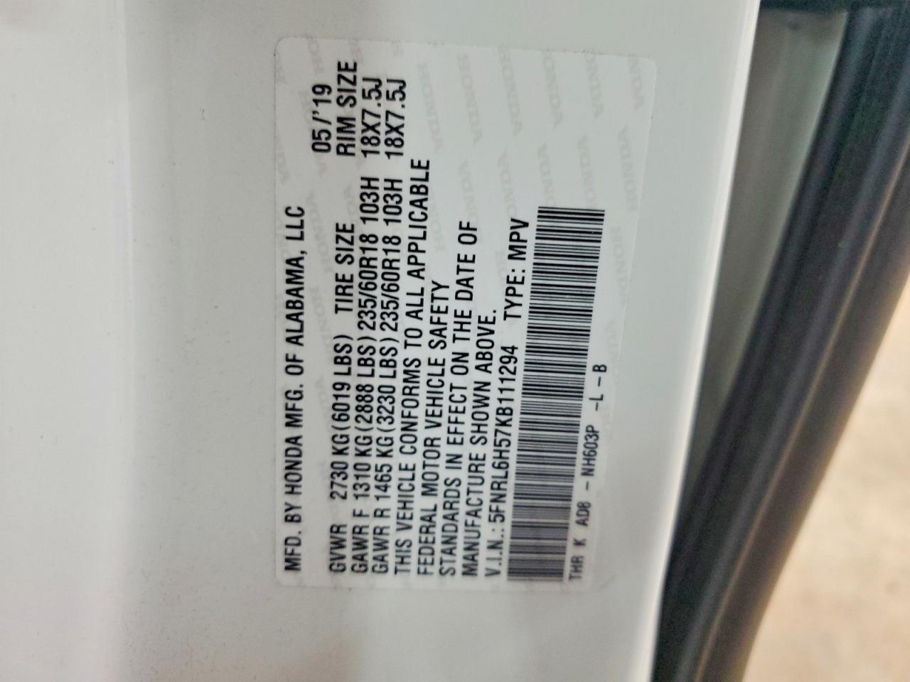 2019 HONDA ODYSSEY EX photo 25