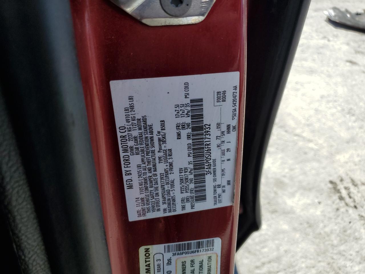 2015 FORD FUSION TITANIUM PHEV photo 25