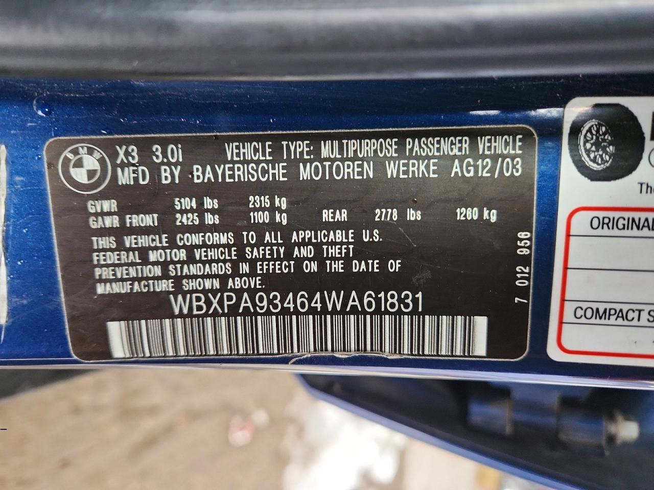 2004 BMW X3 3.0I photo 13