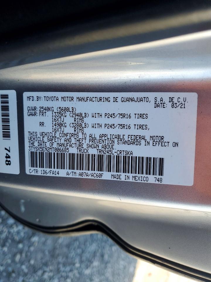 2021 TOYOTA TACOMA SR photo 23