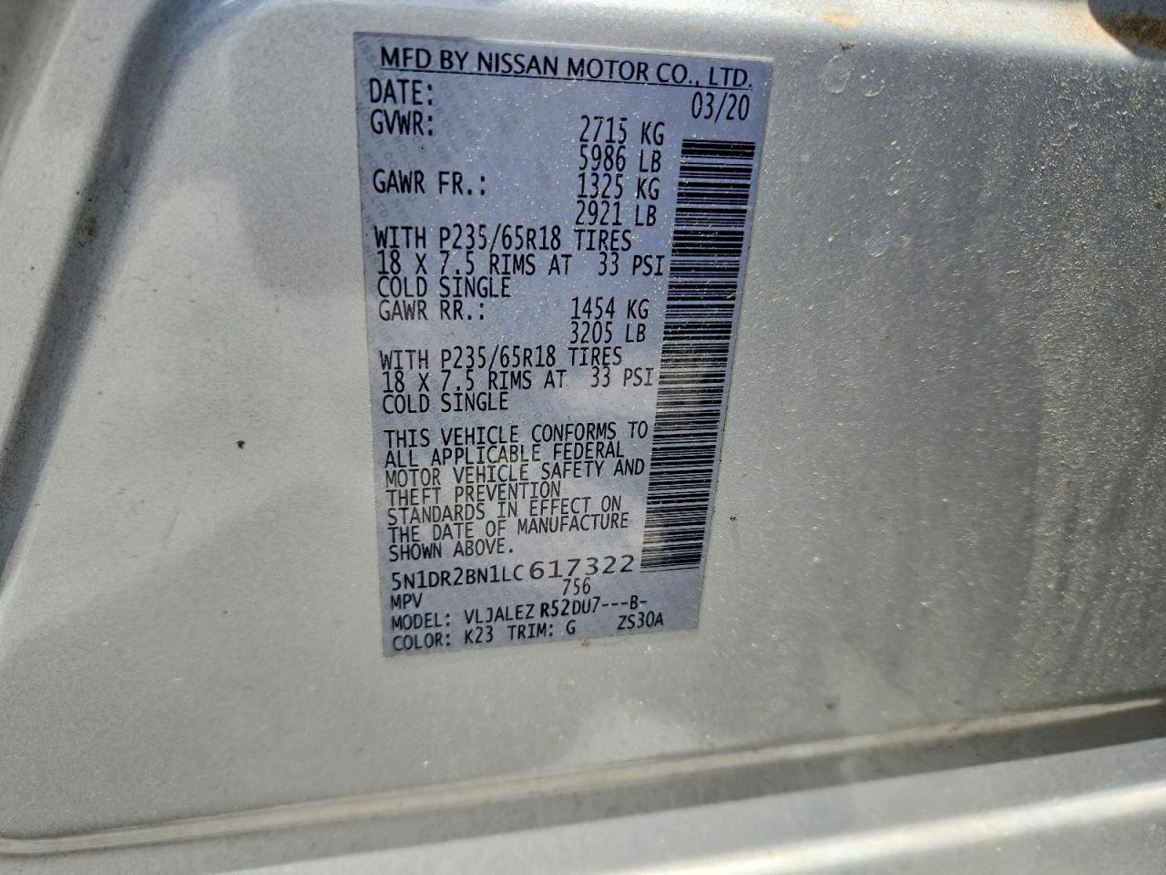 2020 NISSAN PATHFINDER SV photo 14
