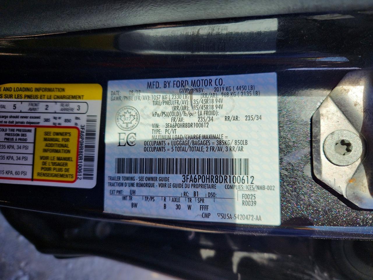 2013 FORD FUSION SE photo 25