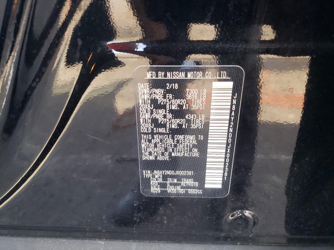 2018 NISSAN ARMADA SL photo 37