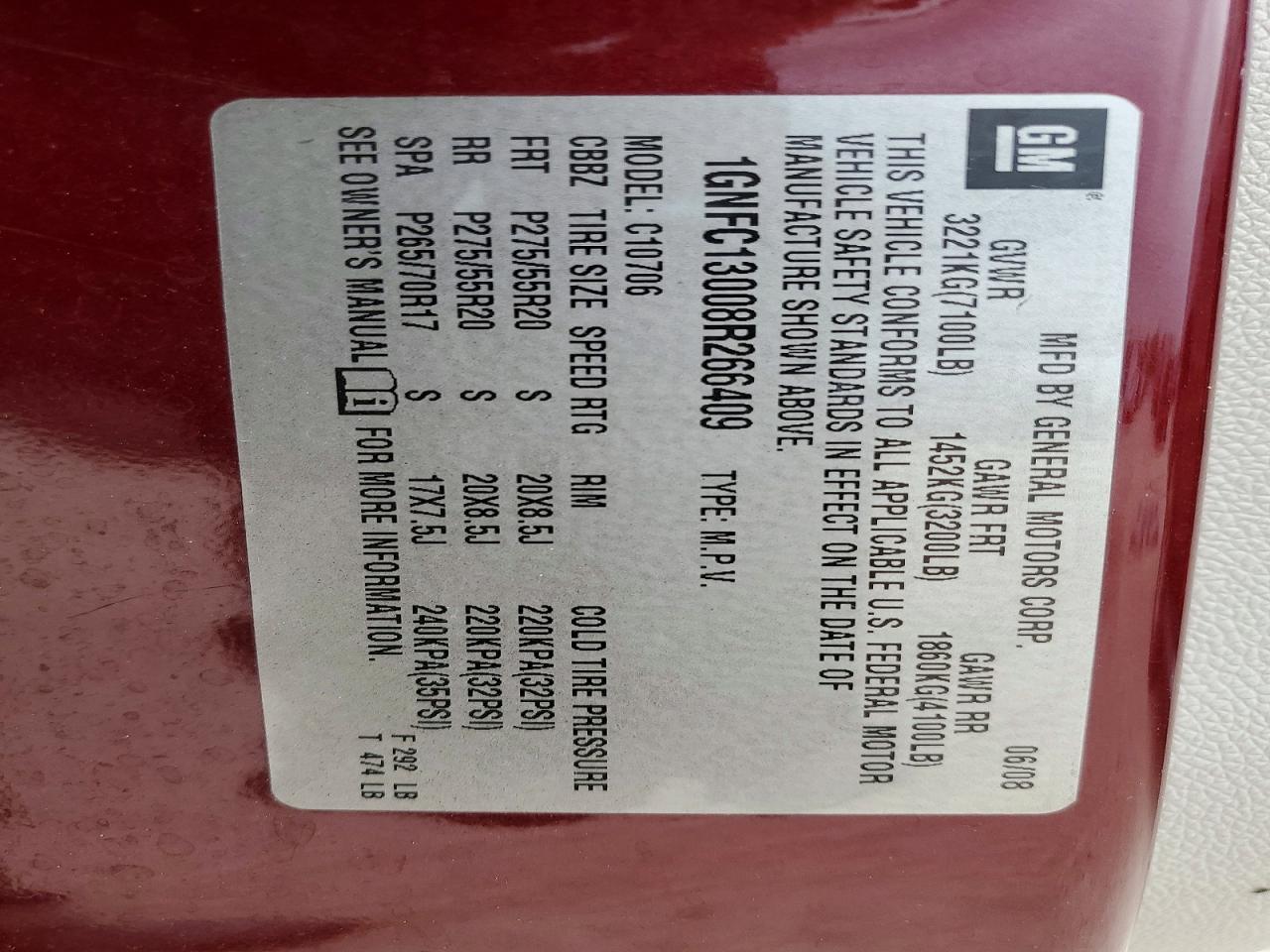 2008 CHEVROLET TAHOE C1500 photo 27