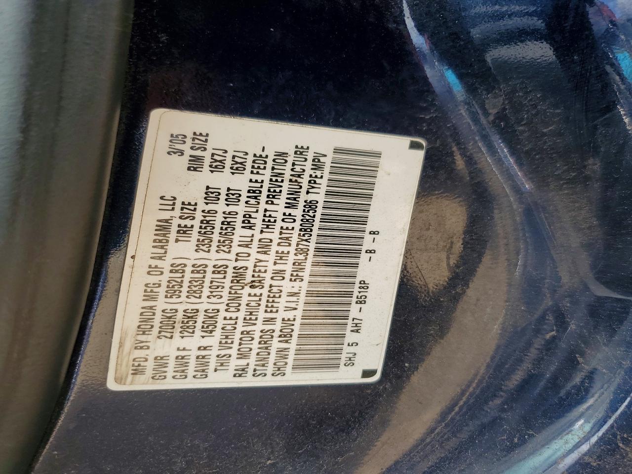 2005 HONDA ODYSSEY EXL photo 25