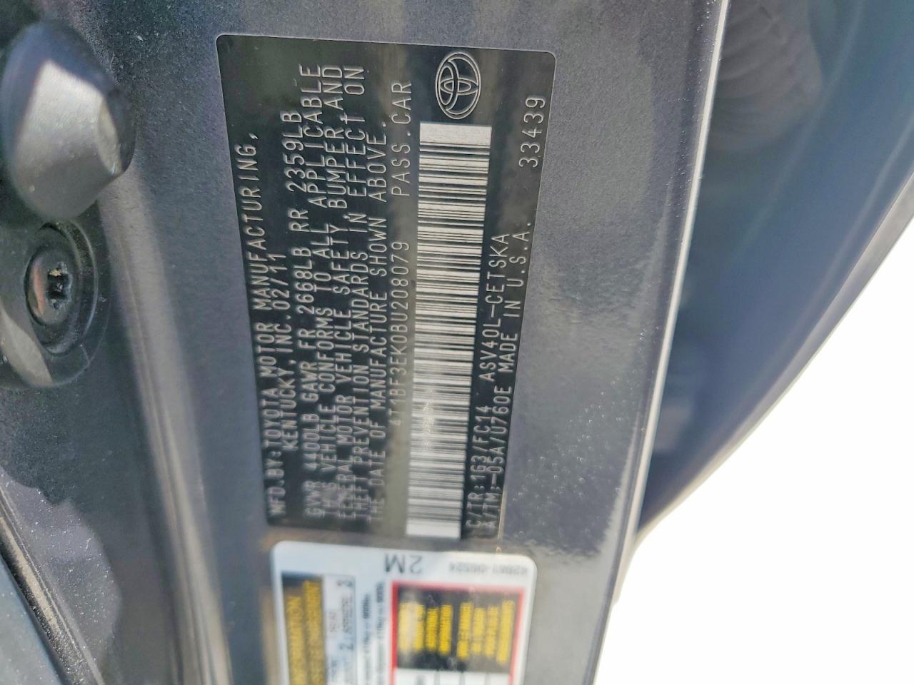 2011 TOYOTA CAMRY SE photo 34