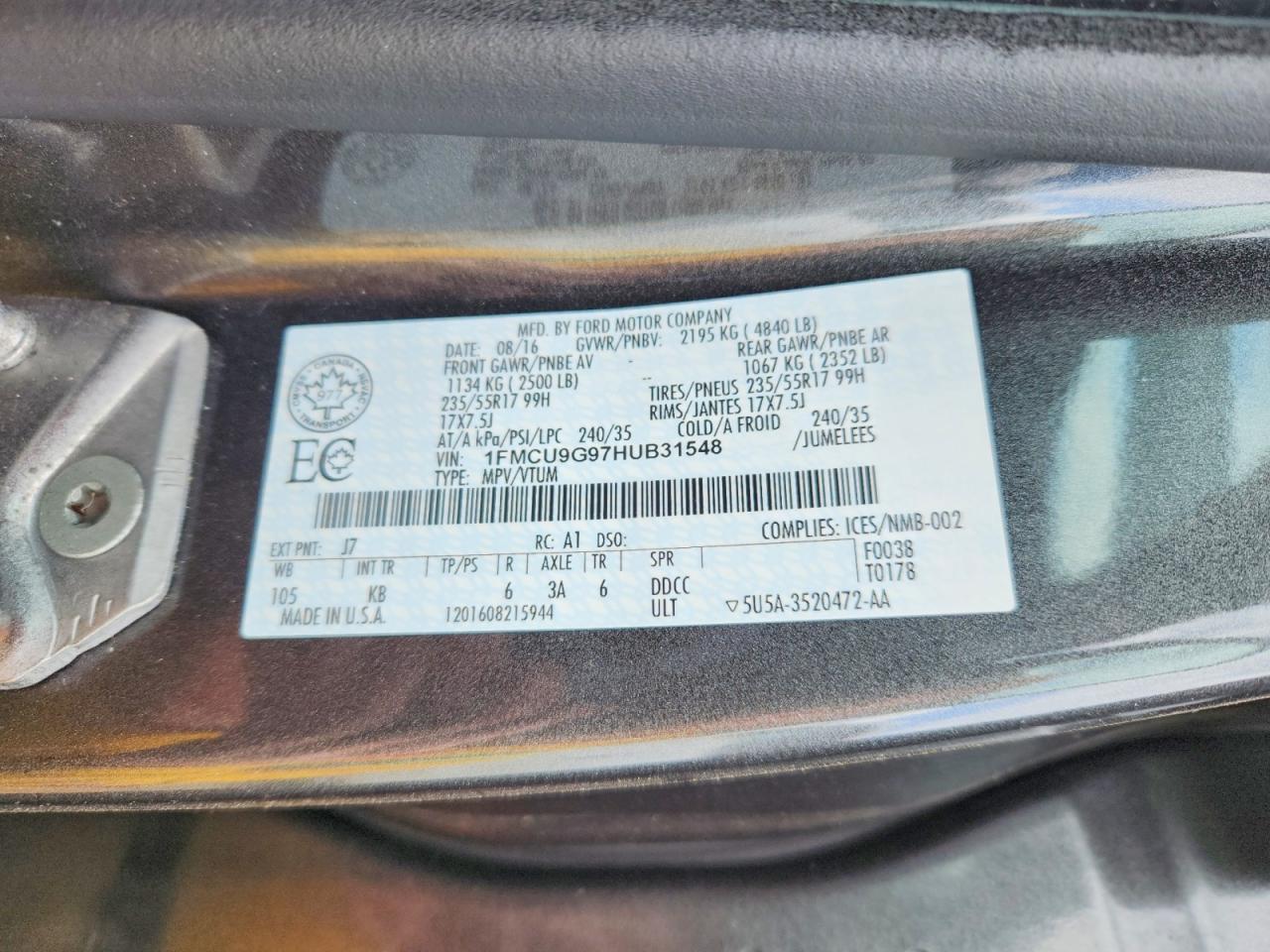 2017 FORD ESCAPE SE photo 27
