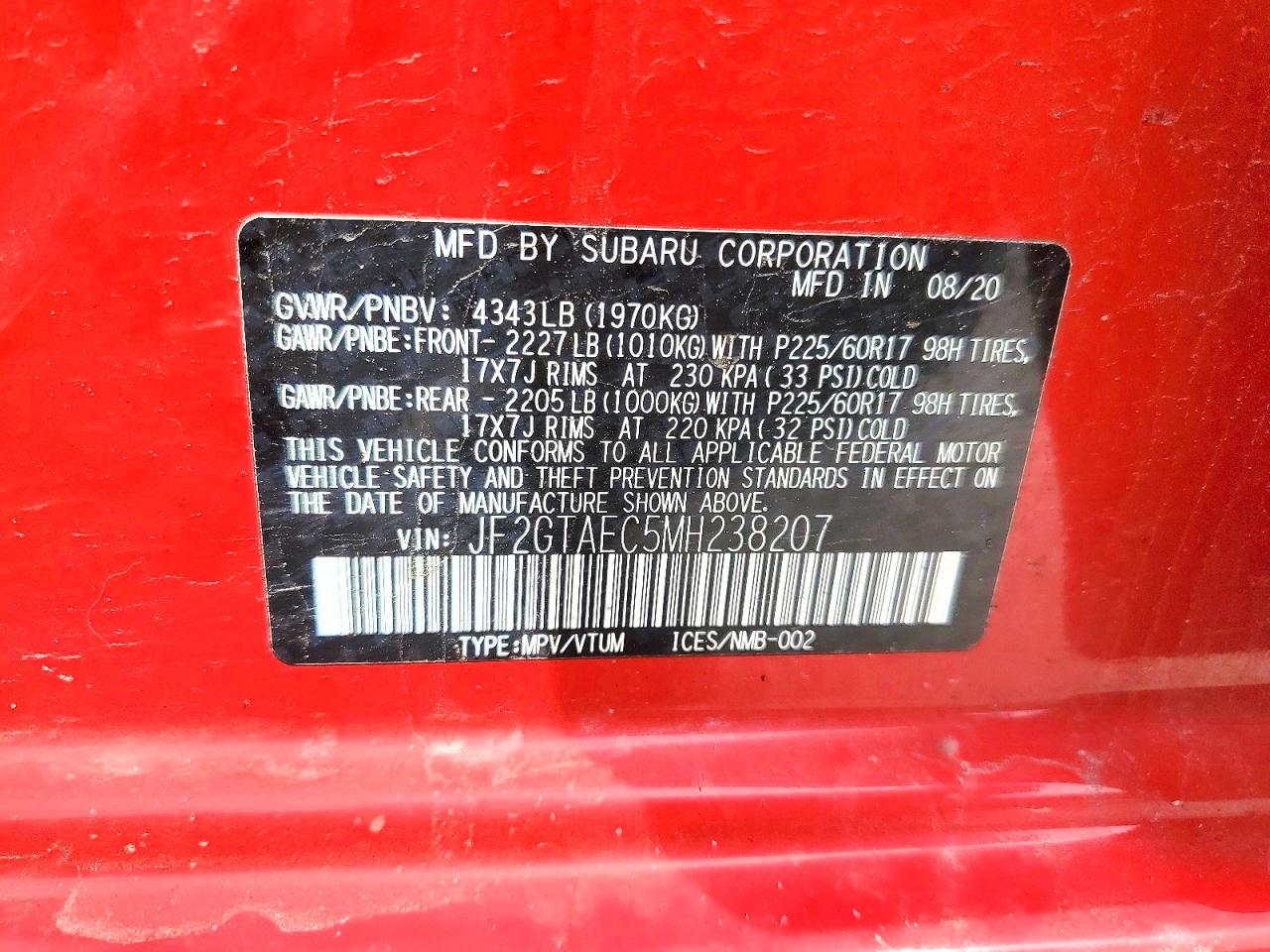 2021 SUBARU CROSSTREK PREMIUM photo 34