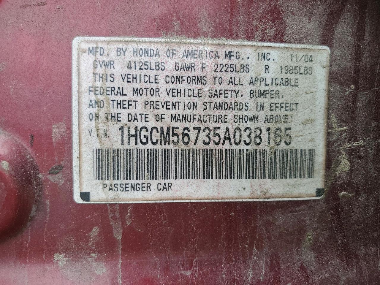 2005 HONDA ACCORD EX photo 23