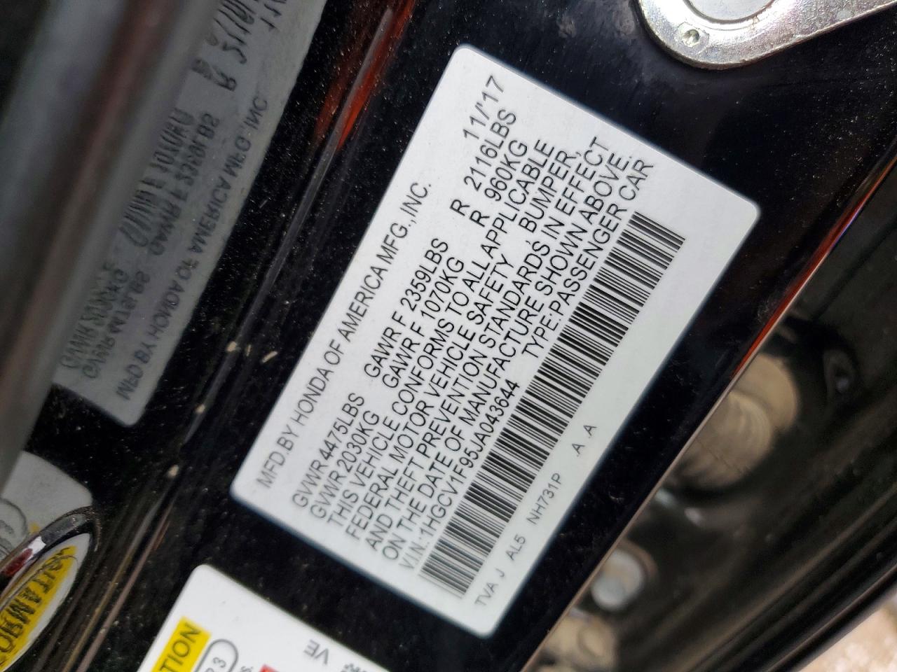 2018 HONDA ACCORD TOURING photo 12