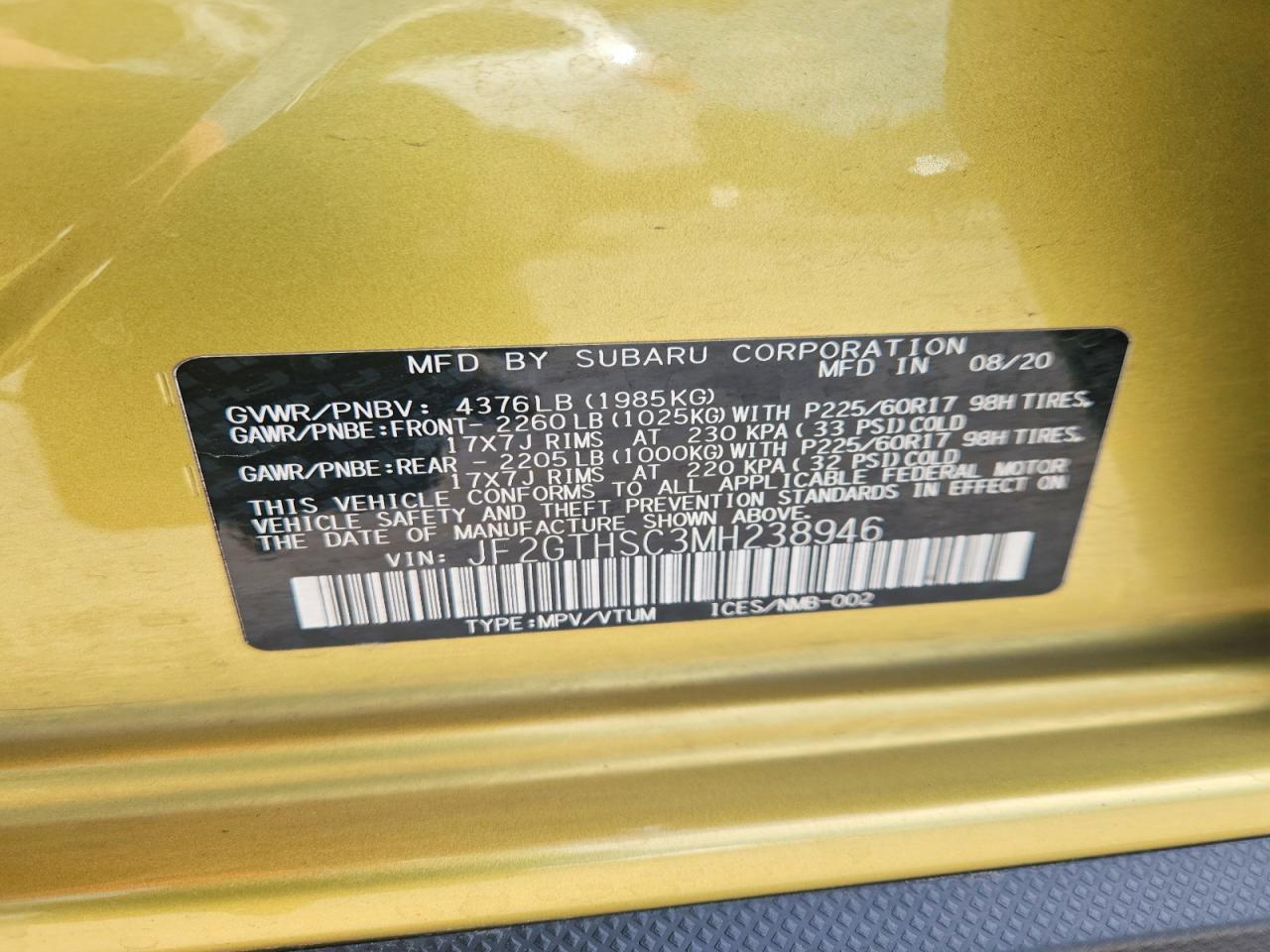 2021 SUBARU CROSSTREK SPORT photo 25