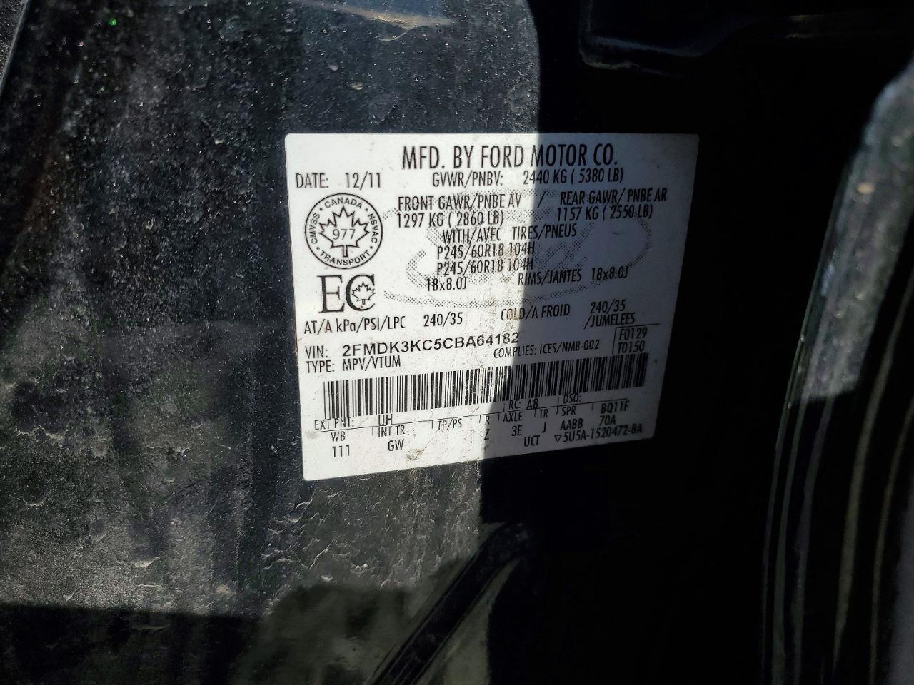 2012 FORD EDGE LIMITED photo 25