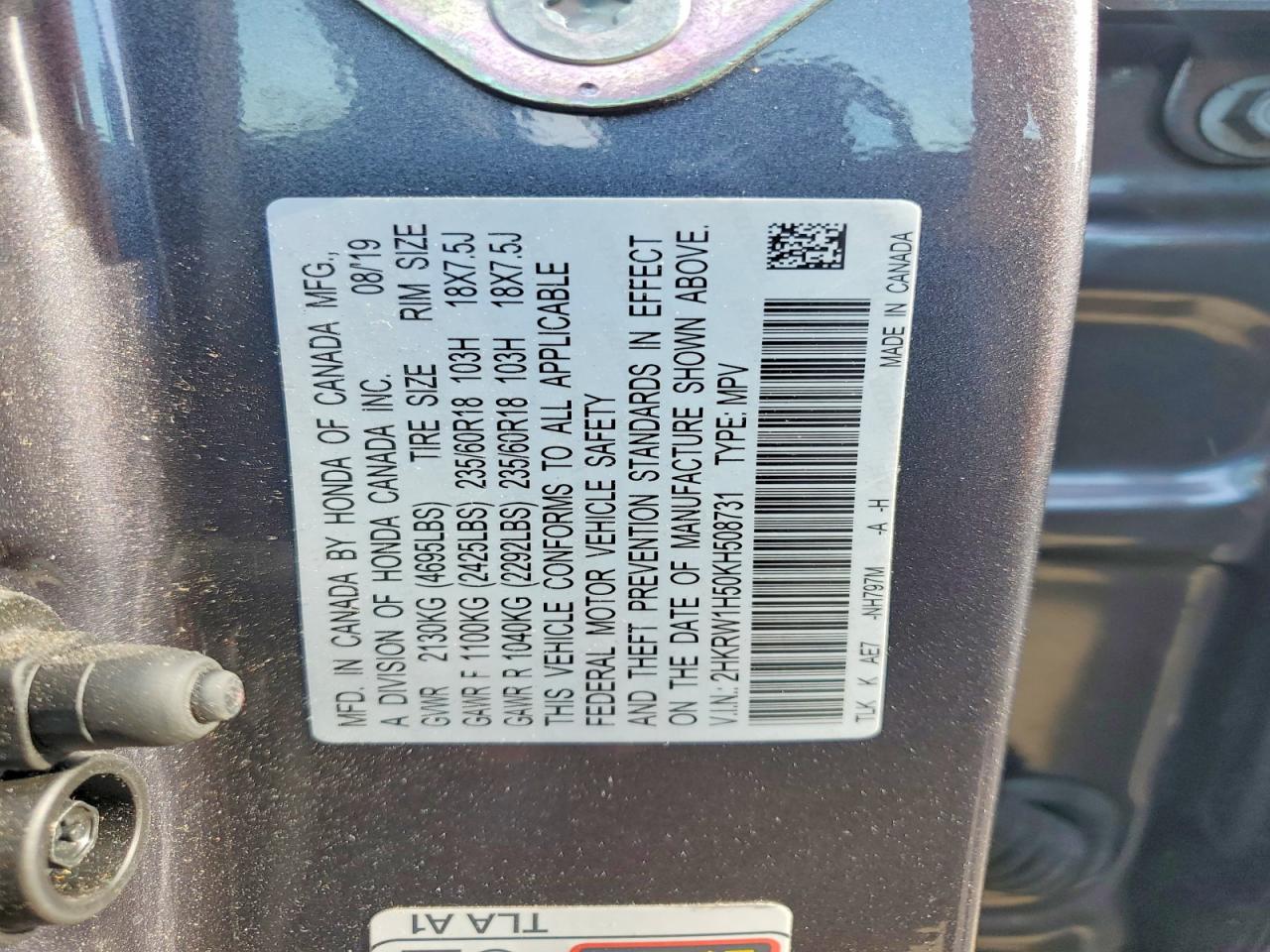 2019 HONDA CR-V EX photo 23
